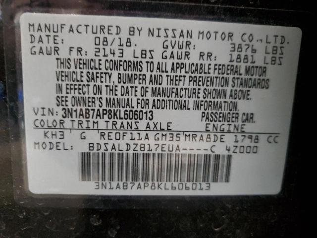 Photo 9 VIN: 3N1AB7AP8KL606013 - NISSAN SENTRA S 