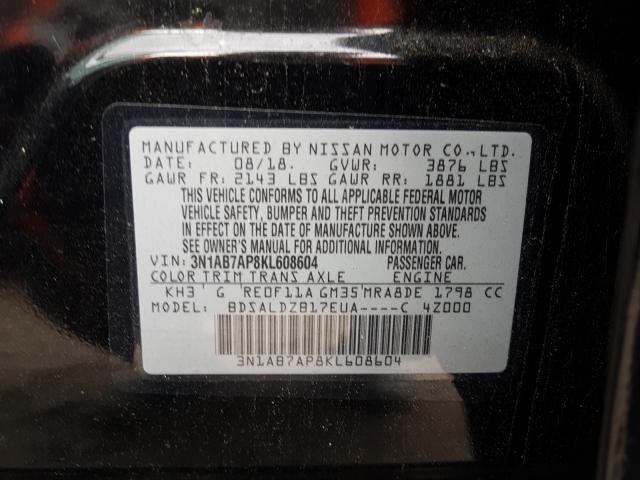 Photo 9 VIN: 3N1AB7AP8KL608604 - NISSAN SENTRA S 