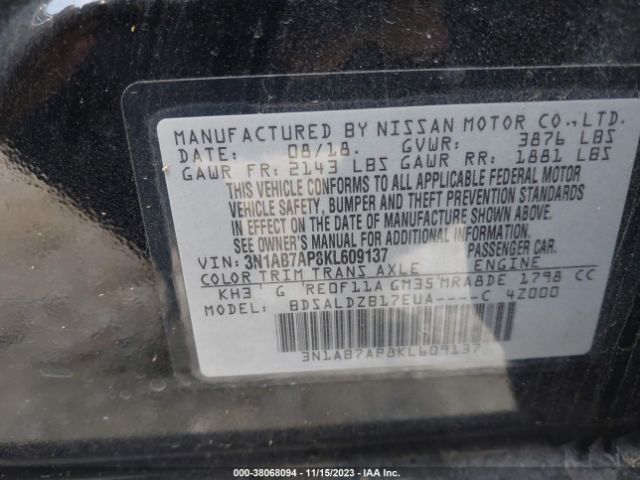 Photo 8 VIN: 3N1AB7AP8KL609137 - NISSAN SENTRA 