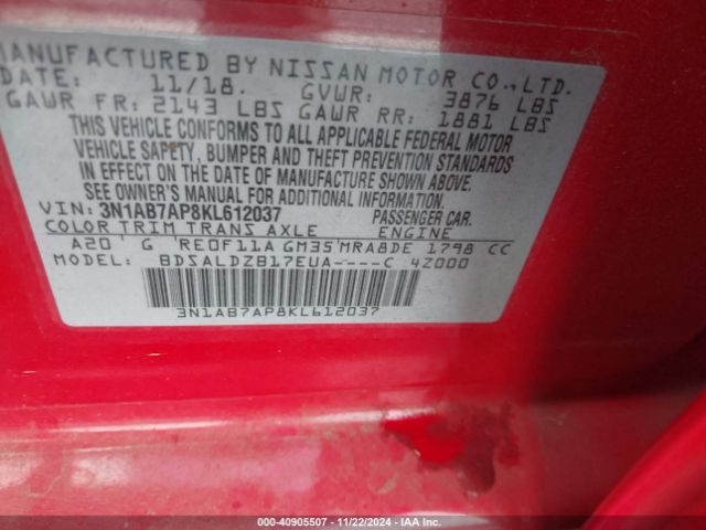 Photo 8 VIN: 3N1AB7AP8KL612037 - NISSAN SENTRA 