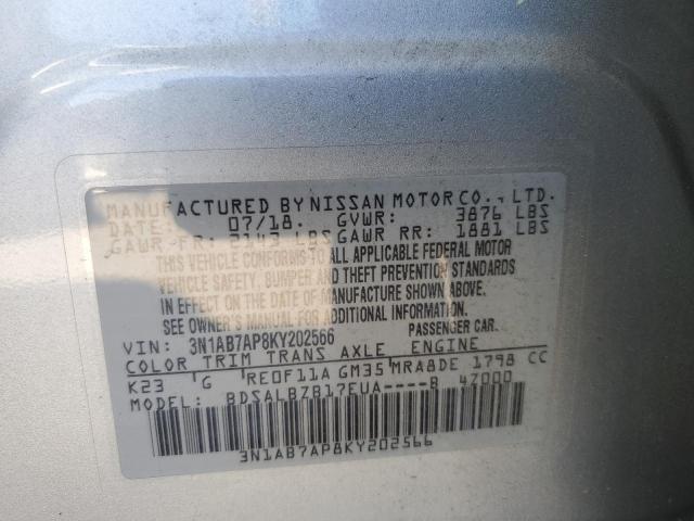 Photo 11 VIN: 3N1AB7AP8KY202566 - NISSAN SENTRA S 