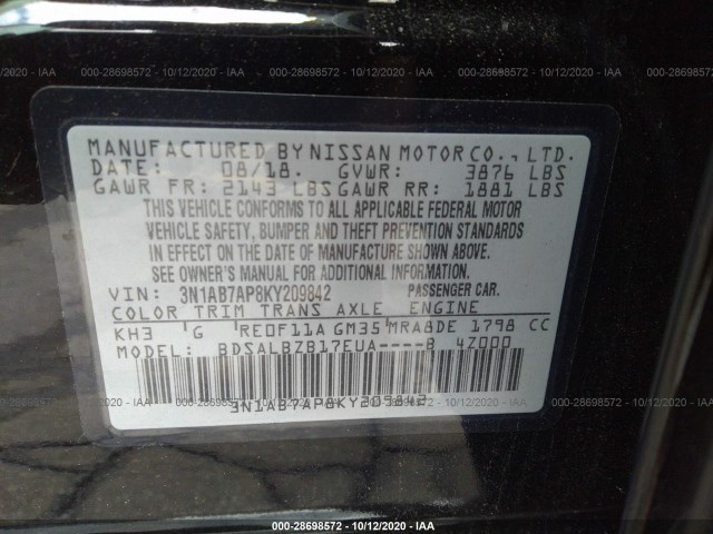 Photo 8 VIN: 3N1AB7AP8KY209842 - NISSAN SENTRA 