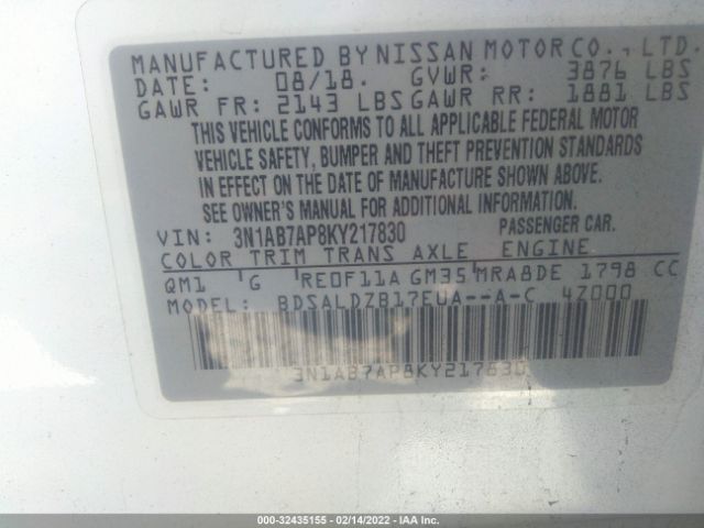 Photo 8 VIN: 3N1AB7AP8KY217830 - NISSAN SENTRA 