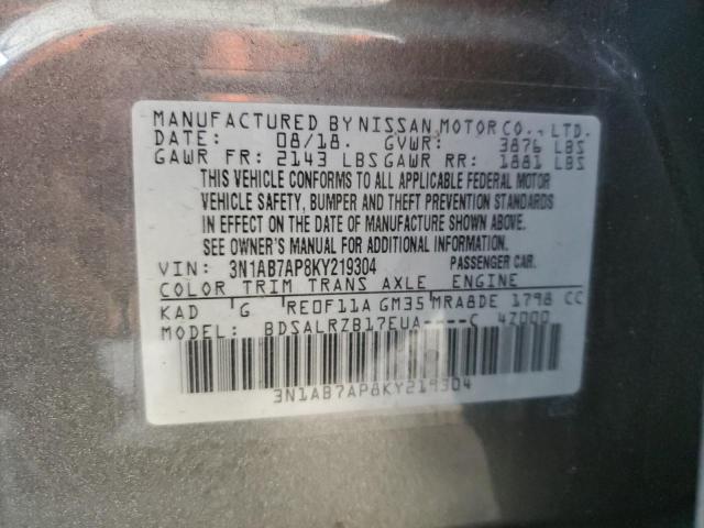 Photo 12 VIN: 3N1AB7AP8KY219304 - NISSAN SENTRA 