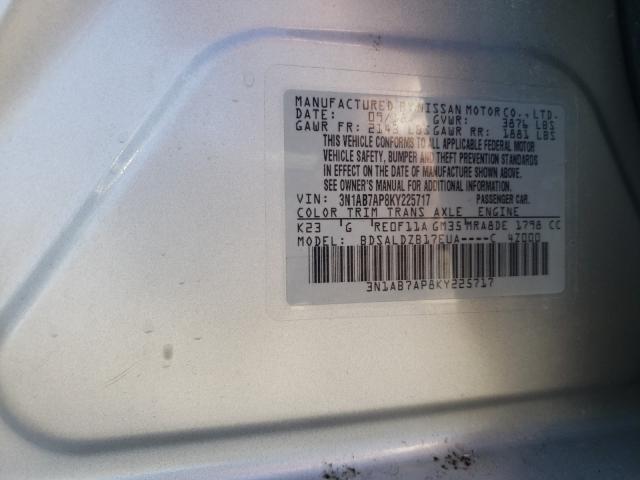 Photo 9 VIN: 3N1AB7AP8KY225717 - NISSAN SENTRA 