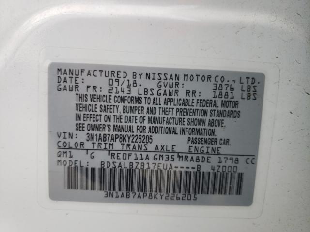 Photo 9 VIN: 3N1AB7AP8KY226205 - NISSAN SENTRA S 