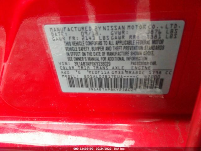 Photo 8 VIN: 3N1AB7AP8KY238029 - NISSAN SENTRA 