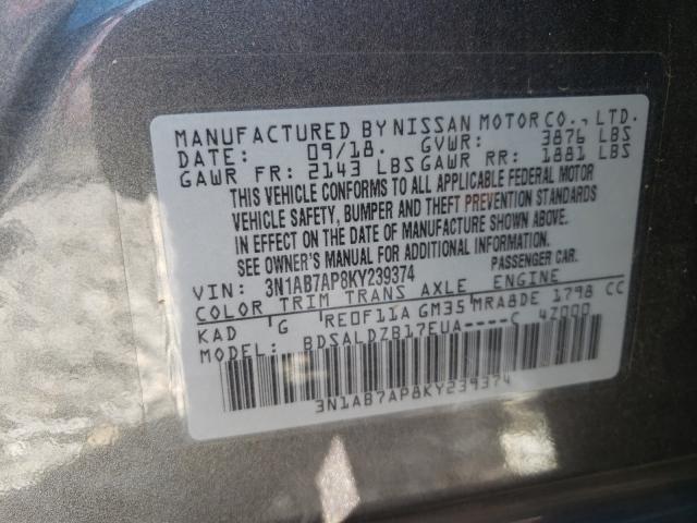 Photo 9 VIN: 3N1AB7AP8KY239374 - NISSAN SENTRA S 