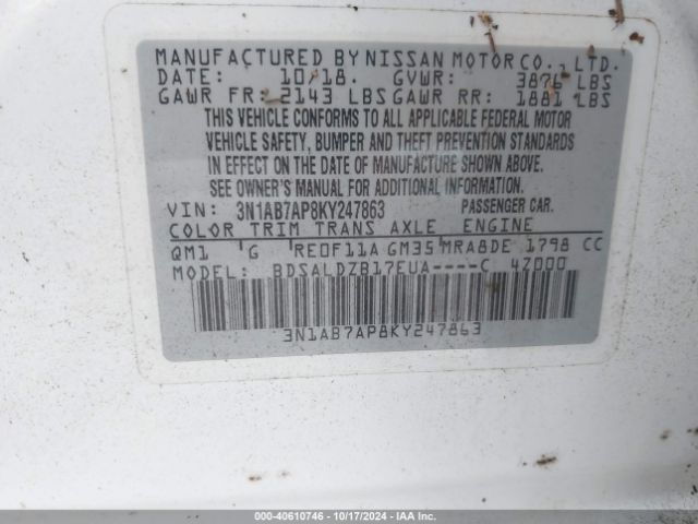 Photo 8 VIN: 3N1AB7AP8KY247863 - NISSAN SENTRA 