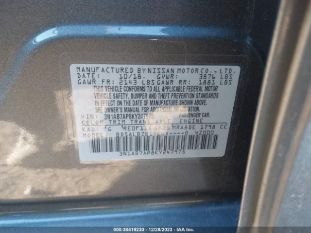 Photo 8 VIN: 3N1AB7AP8KY247975 - NISSAN SENTRA 