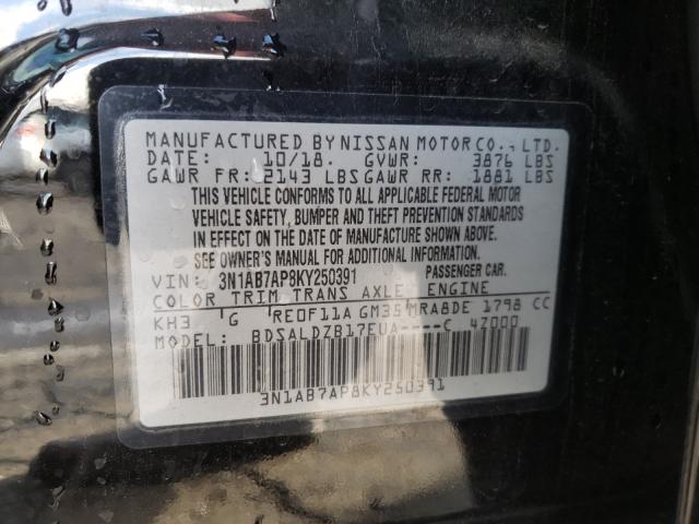 Photo 9 VIN: 3N1AB7AP8KY250391 - NISSAN SENTRA S 