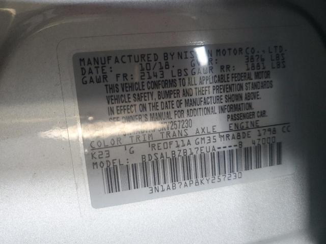 Photo 11 VIN: 3N1AB7AP8KY257230 - NISSAN SENTRA S 