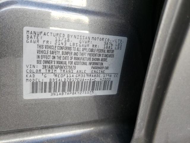 Photo 9 VIN: 3N1AB7AP8KY275579 - NISSAN SENTRA S 