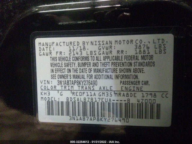 Photo 8 VIN: 3N1AB7AP8KY276490 - NISSAN SENTRA 