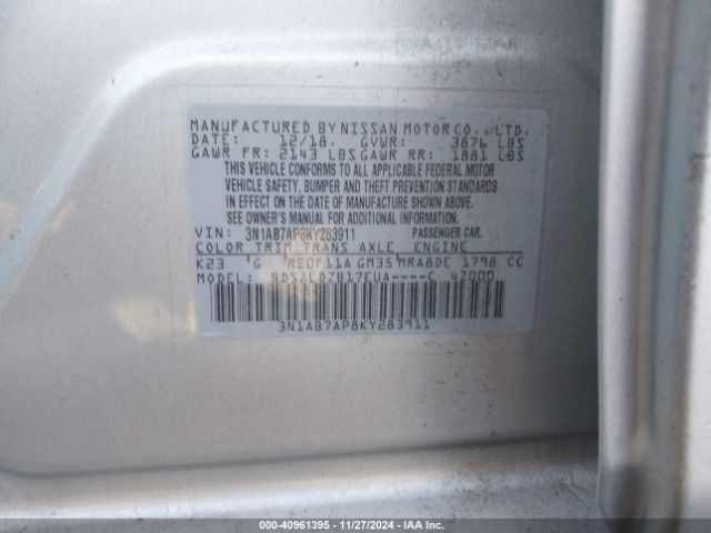 Photo 8 VIN: 3N1AB7AP8KY283911 - NISSAN SENTRA 