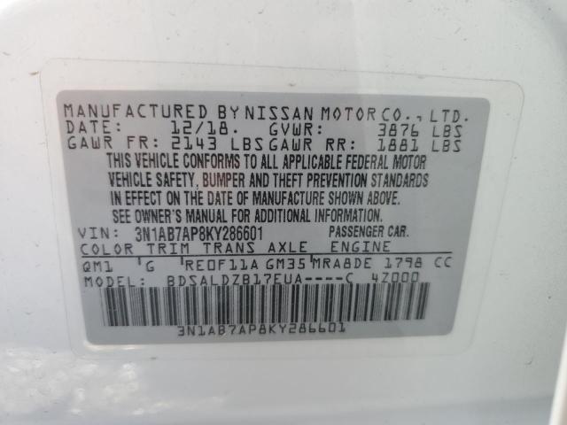 Photo 11 VIN: 3N1AB7AP8KY286601 - NISSAN SENTRA S 