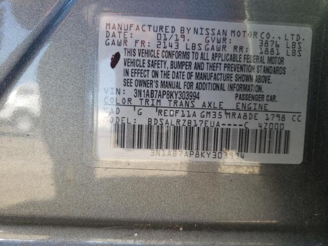 Photo 11 VIN: 3N1AB7AP8KY303994 - NISSAN SENTRA S 