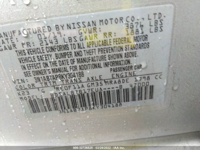 Photo 8 VIN: 3N1AB7AP8KY304188 - NISSAN SENTRA 