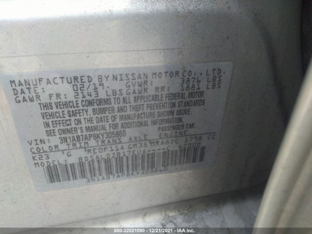 Photo 8 VIN: 3N1AB7AP8KY305860 - NISSAN SENTRA 