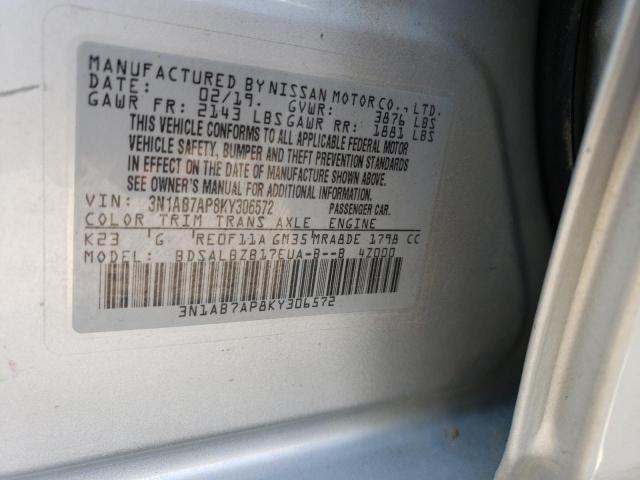 Photo 12 VIN: 3N1AB7AP8KY306572 - NISSAN SENTRA S 