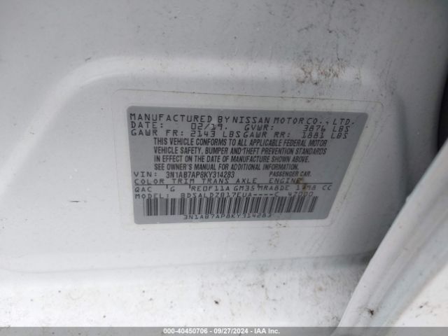 Photo 8 VIN: 3N1AB7AP8KY314283 - NISSAN SENTRA 