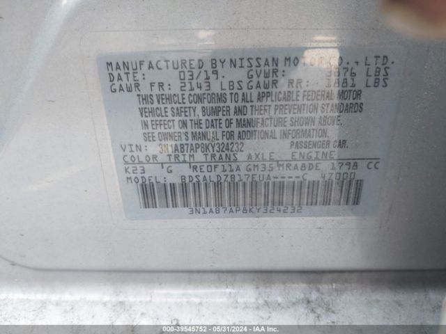 Photo 8 VIN: 3N1AB7AP8KY324232 - NISSAN SENTRA 