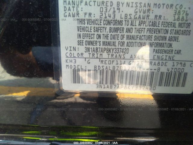 Photo 8 VIN: 3N1AB7AP8KY337420 - NISSAN SENTRA 