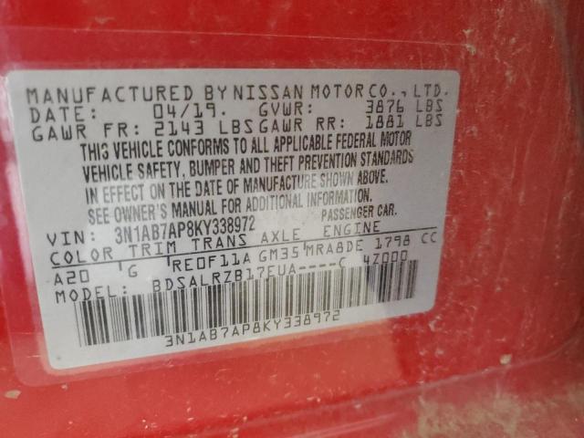 Photo 12 VIN: 3N1AB7AP8KY338972 - NISSAN SENTRA S 