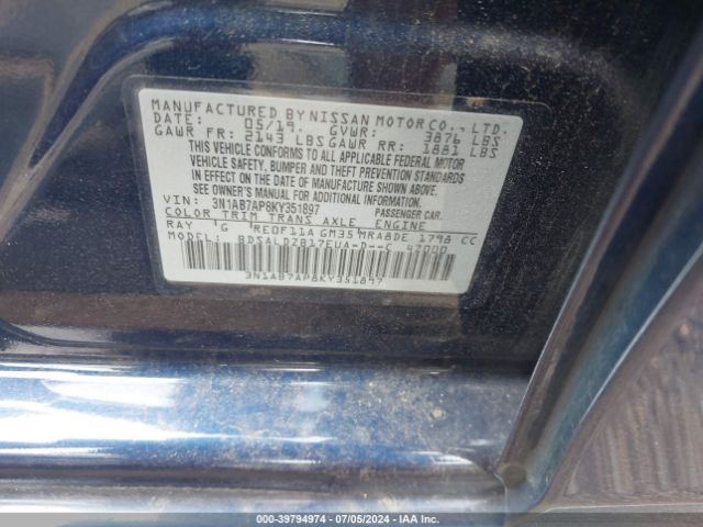 Photo 8 VIN: 3N1AB7AP8KY351897 - NISSAN SENTRA 