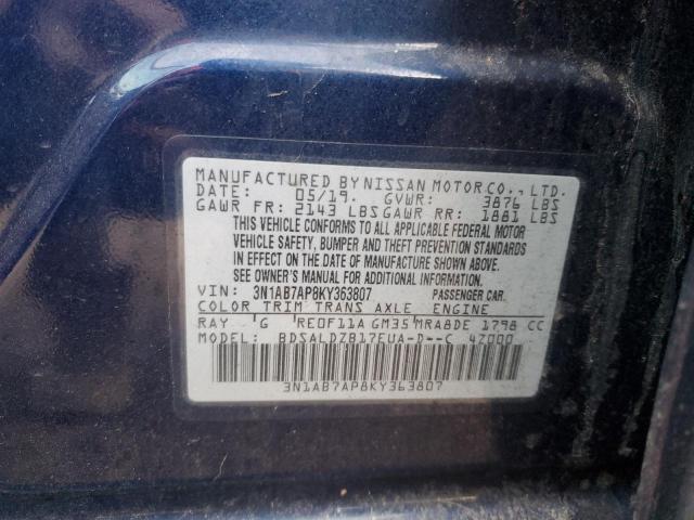 Photo 11 VIN: 3N1AB7AP8KY363807 - NISSAN SENTRA S 