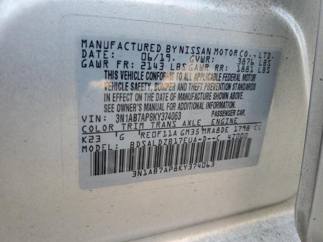 Photo 11 VIN: 3N1AB7AP8KY374063 - NISSAN SENTRA S 