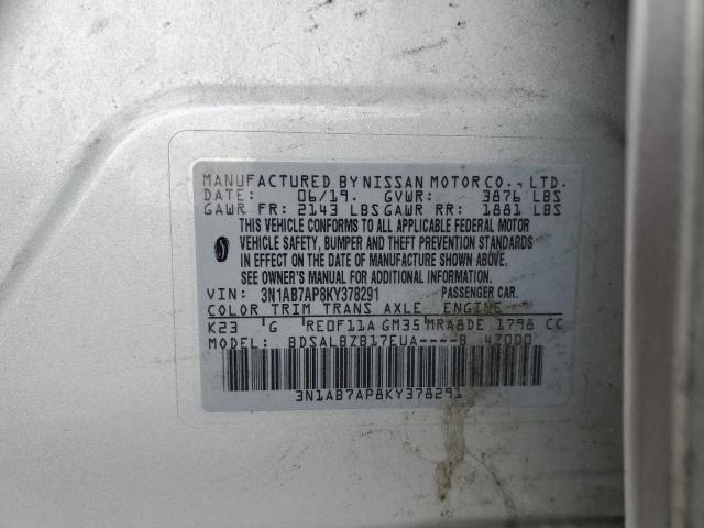 Photo 11 VIN: 3N1AB7AP8KY378291 - NISSAN SENTRA S 