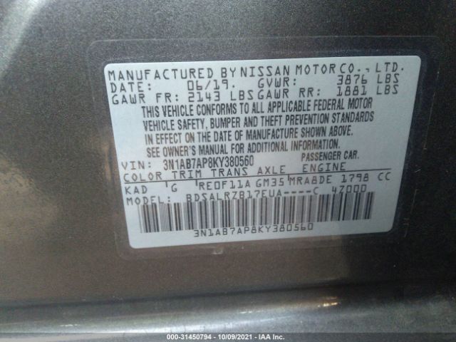 Photo 8 VIN: 3N1AB7AP8KY380560 - NISSAN SENTRA 