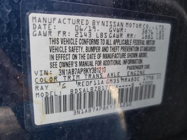 Photo 9 VIN: 3N1AB7AP8KY381210 - NISSAN SENTRA S 