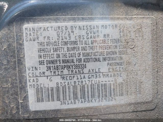 Photo 8 VIN: 3N1AB7AP8KY389324 - NISSAN SENTRA 