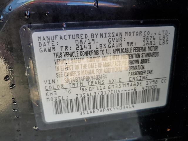 Photo 12 VIN: 3N1AB7AP8KY403464 - NISSAN SENTRA S 