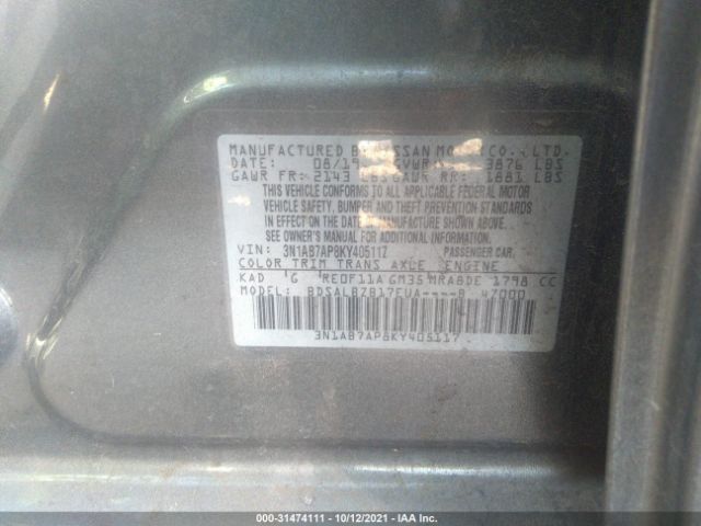 Photo 8 VIN: 3N1AB7AP8KY405117 - NISSAN SENTRA 