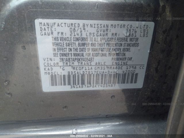 Photo 8 VIN: 3N1AB7AP8KY405487 - NISSAN SENTRA 