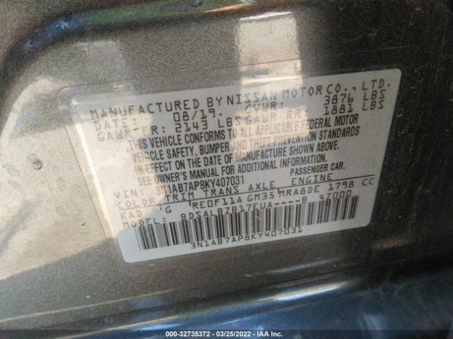 Photo 8 VIN: 3N1AB7AP8KY407031 - NISSAN SENTRA 