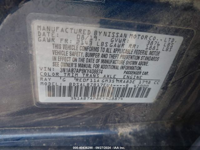 Photo 8 VIN: 3N1AB7AP8KY408874 - NISSAN SENTRA 