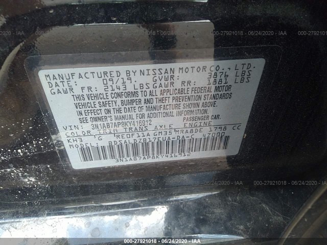 Photo 8 VIN: 3N1AB7AP8KY416912 - NISSAN SENTRA 