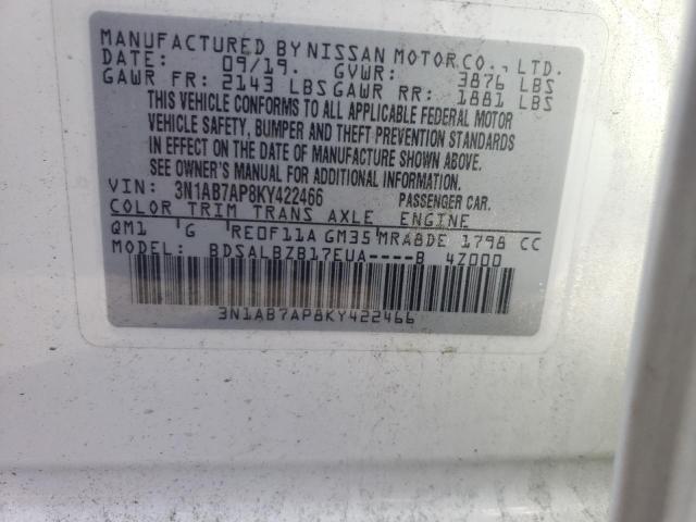 Photo 9 VIN: 3N1AB7AP8KY422466 - NISSAN SENTRA S 