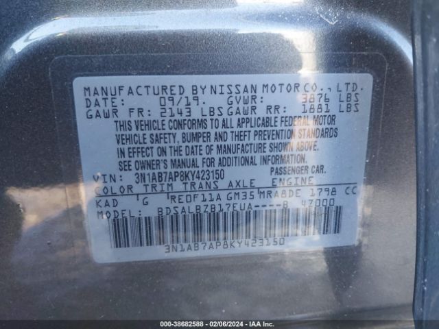 Photo 8 VIN: 3N1AB7AP8KY423150 - NISSAN SENTRA 