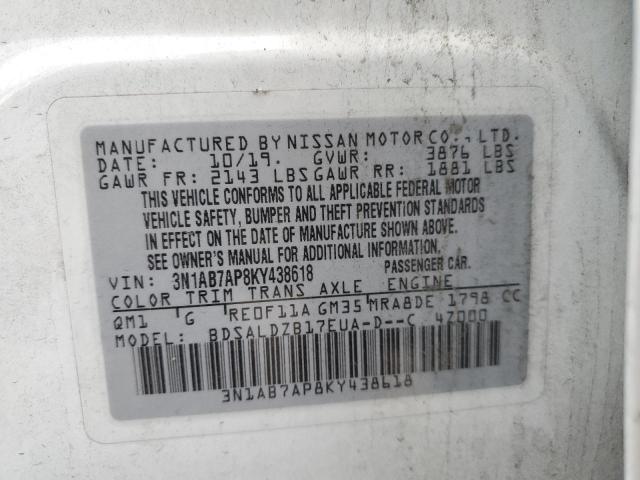 Photo 9 VIN: 3N1AB7AP8KY438618 - NISSAN SENTRA S 