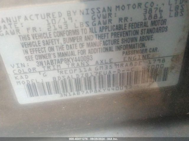 Photo 8 VIN: 3N1AB7AP8KY440093 - NISSAN SENTRA 