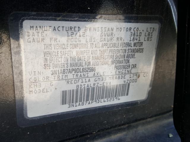 Photo 9 VIN: 3N1AB7AP9DL652596 - NISSAN SENTRA S 