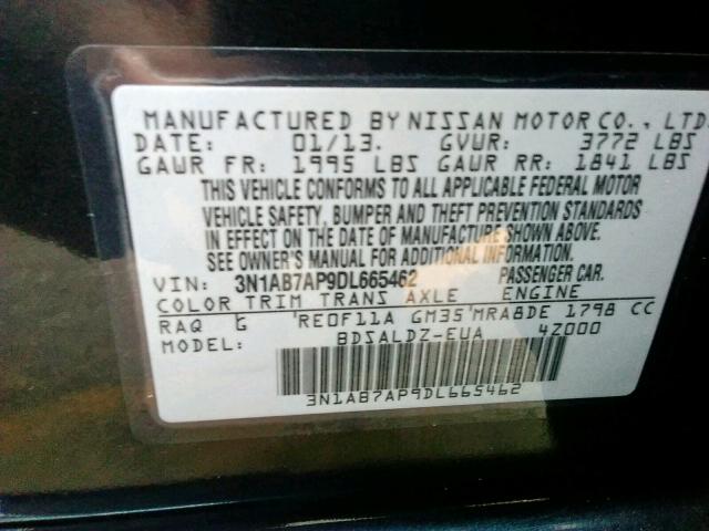 Photo 9 VIN: 3N1AB7AP9DL665462 - NISSAN SENTRA S 