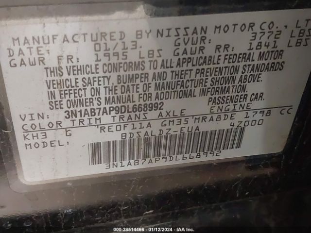 Photo 8 VIN: 3N1AB7AP9DL668992 - NISSAN SENTRA 