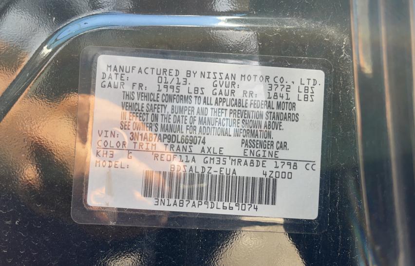 Photo 9 VIN: 3N1AB7AP9DL669074 - NISSAN SENTRA S 