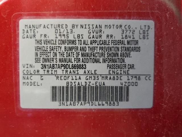 Photo 9 VIN: 3N1AB7AP9DL669883 - NISSAN SENTRA S 